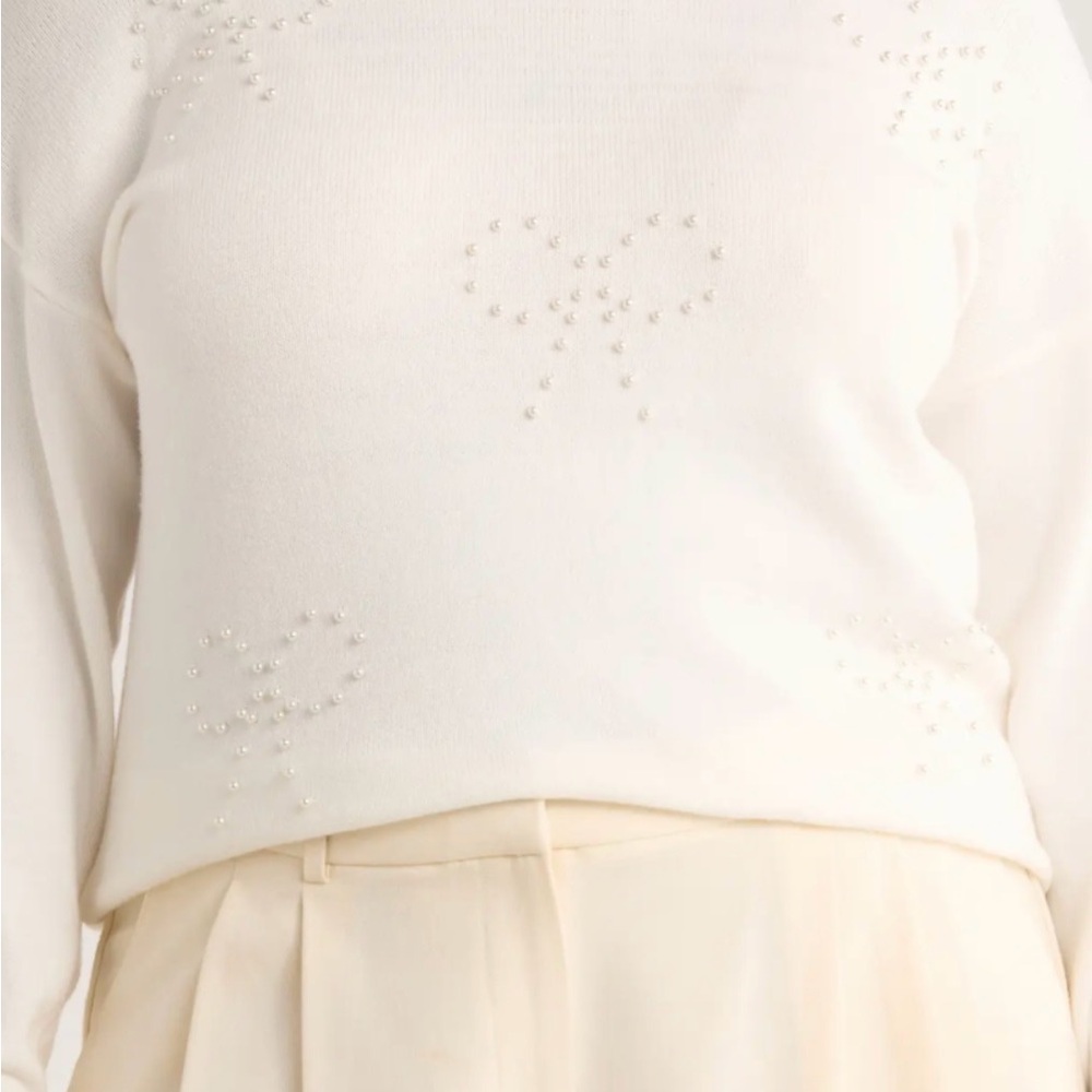 Ivory Rhinestone Heart Sweater